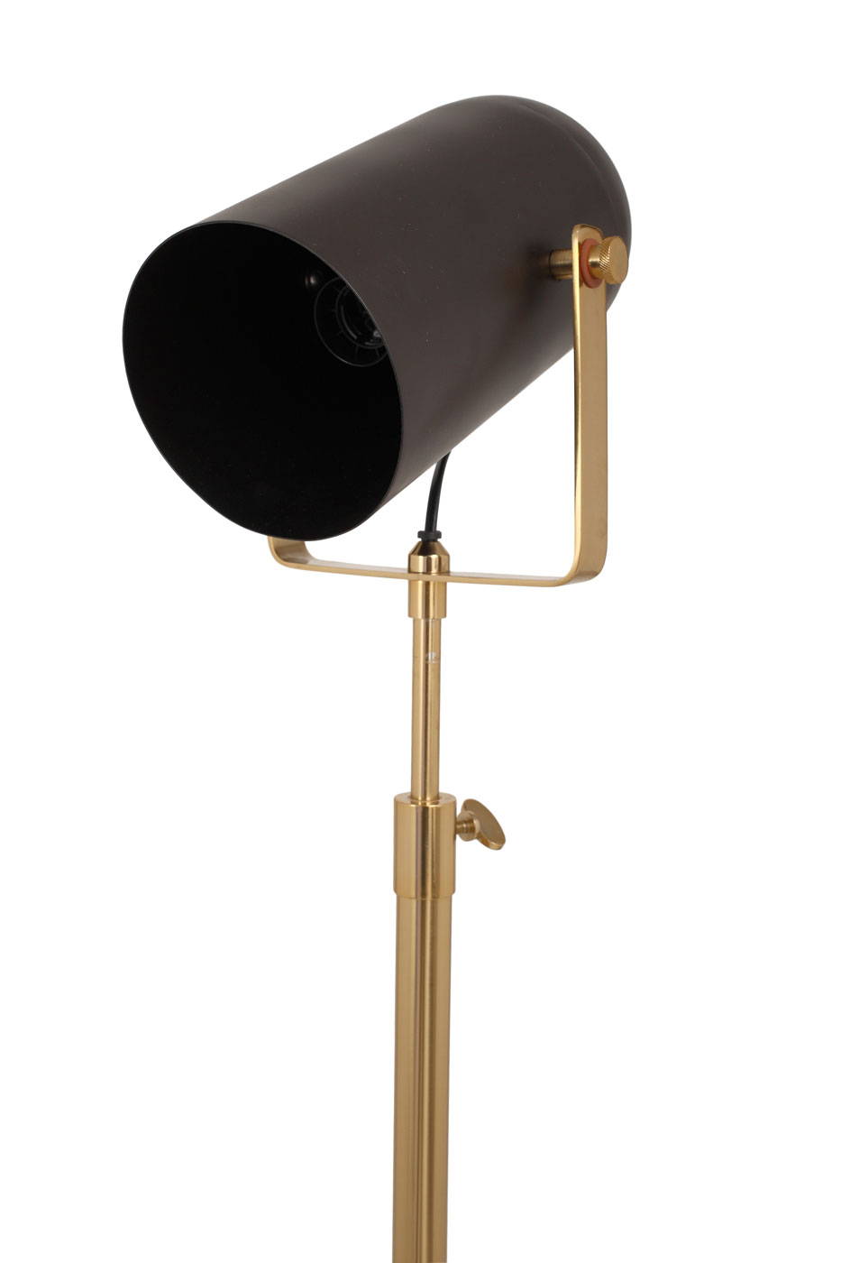 Stehlampe Star im Industrial Design in Farbe Schwarz / Gold aus Metall-Mix handgefertigt Höhe justierbar Raum5