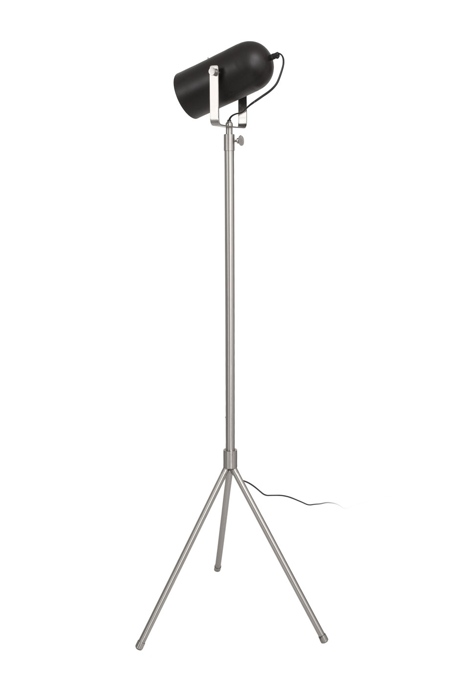 Stehlampe Star im Industrial Design in Farbe Schwarz / Silber aus Metall-Mix handgefertigt Höhe justierbar Raum3