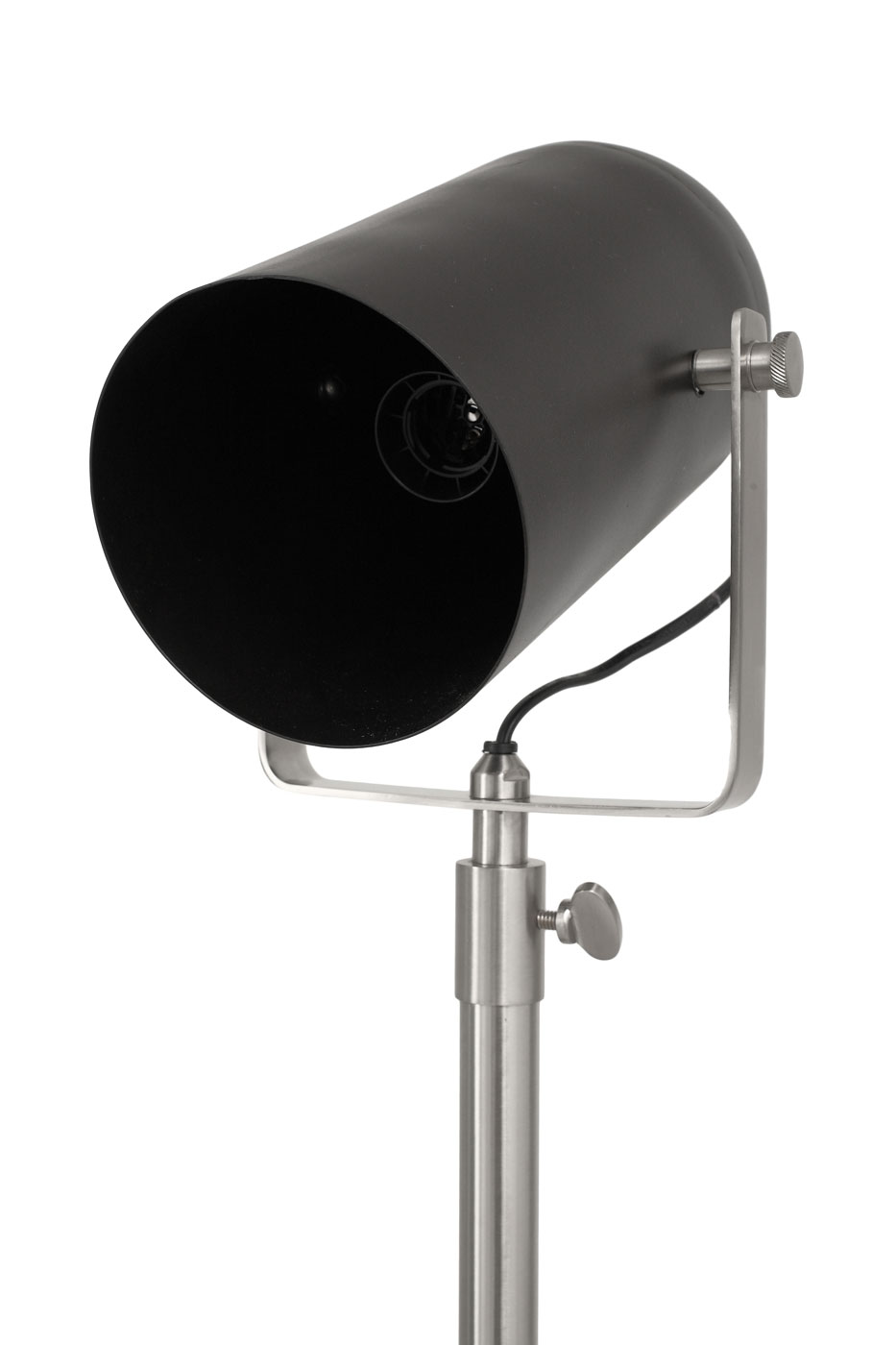 Stehlampe Star im Industrial Design in Farbe Schwarz / Silber aus Metall-Mix handgefertigt Höhe justierbar Raum5