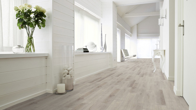 Tarkett Design flooring iD Click Ultimate 55 Plus Light Oak Light Grey Plank 4V Acoustic backing main product photo