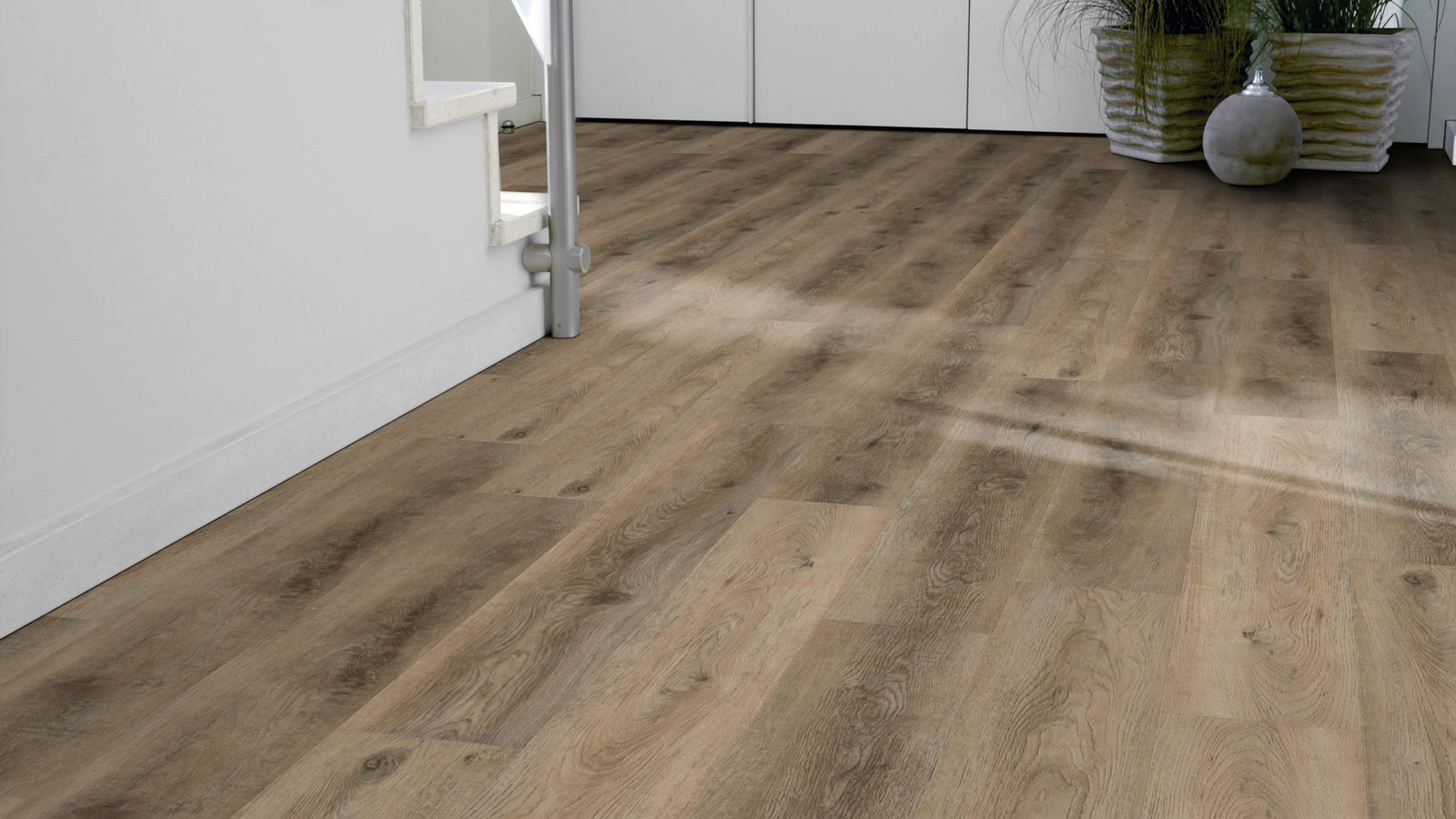 Tarkett Designboden iD Click Ultimate 55 Plus Riviera Oak Light Brown Planke 4V Akustikrücken Raum3