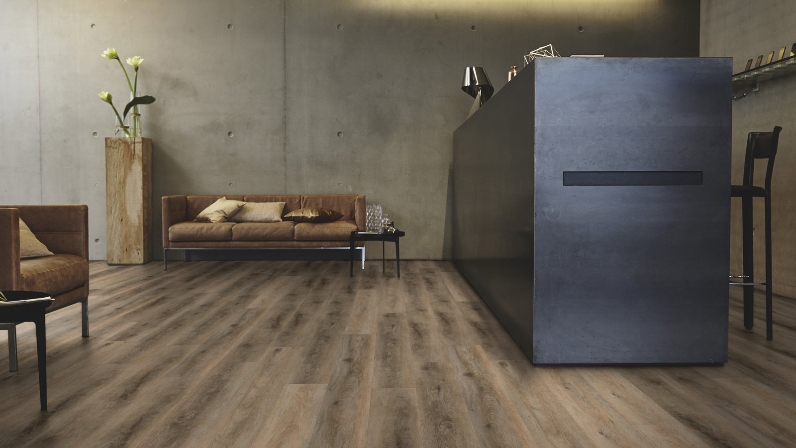 Tarkett Designboden iD Click Ultimate 55 Plus Riviera Oak Light Brown Planke 4V Akustikrücken Raum4