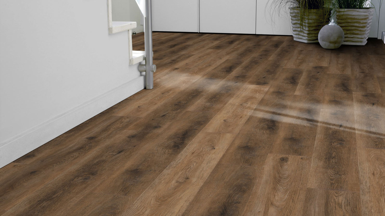 Tarkett Designboden iD Click Ultimate 55 Plus Riviera Oak Warm Brown Planke 4V Akustikrücken Raum3