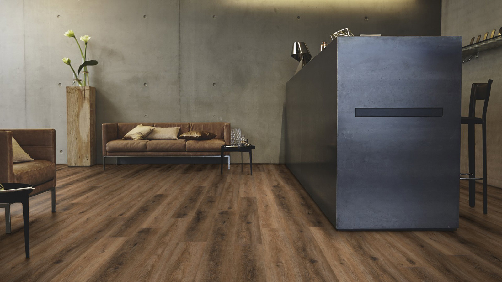 Tarkett Designboden iD Click Ultimate 55 Plus Riviera Oak Warm Brown Planke 4V Akustikrücken Raum4