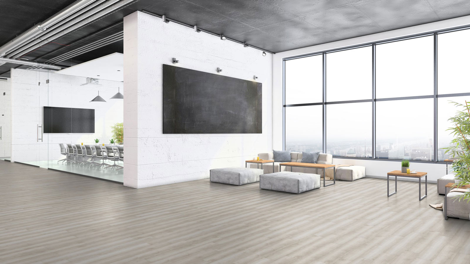 Tarkett Designboden iD Click Ultimate 55 Plus Stylish Oak White Planke 4V Akustikrücken Raum2