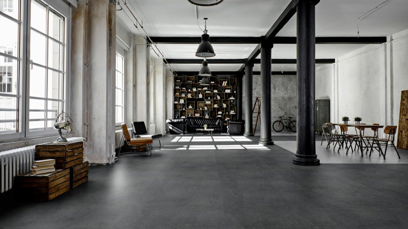 Tarkett Design Floor iD Click Ultimate 55 Baldosa de Hormigón Pulido Grafito 4V Soporte Acústico main product photo