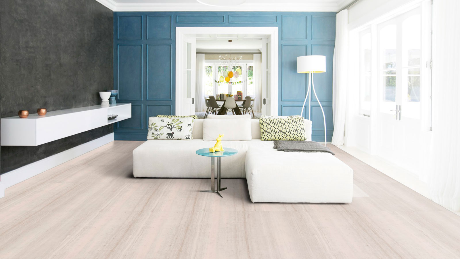 Tarkett Designboden iD Click Ultimate 55 Tides Satin Fliese 4V Akustikrücken Raum6