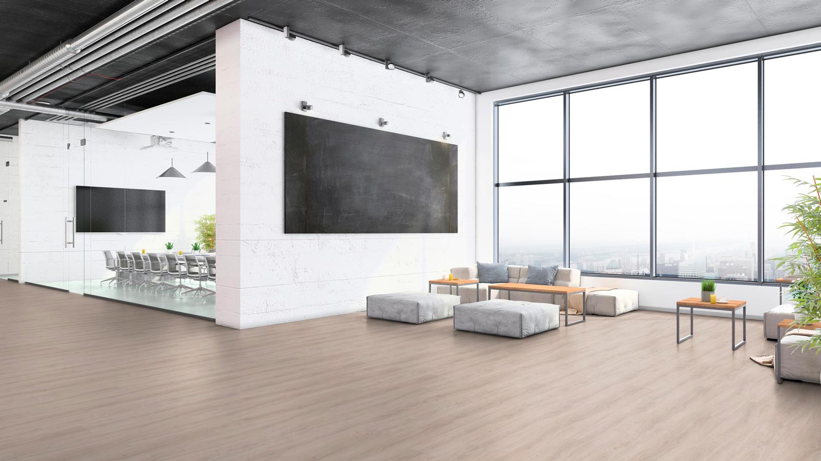 Tarkett Designboden iD Click Ultimate 70 English Oak Vanilla Planke 4V Akustikrücken Raum2