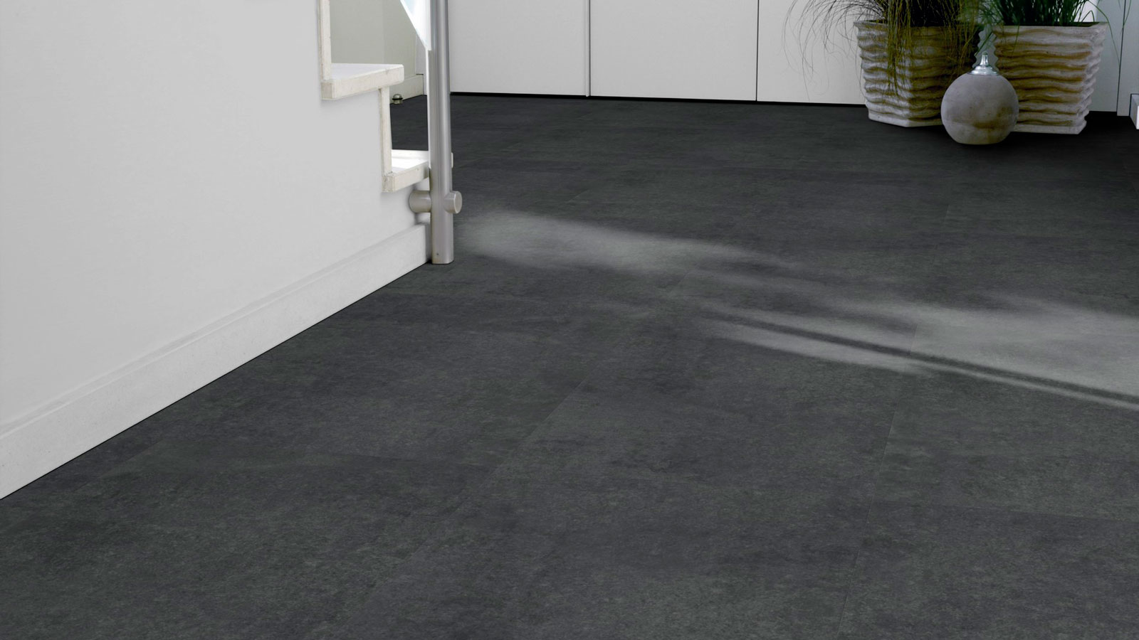 Tarkett Designboden iD Click Ultimate 70 Polished Concrete Graphite Fliese 4V Akustikrücken Raum4