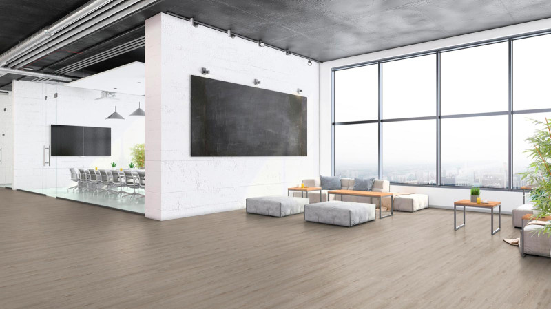 Tarkett Sol design iD Click Ultimate 70 Scandinavian Oak Beige Lame 4V avec la sous-couche acoustique intégrée main product photo