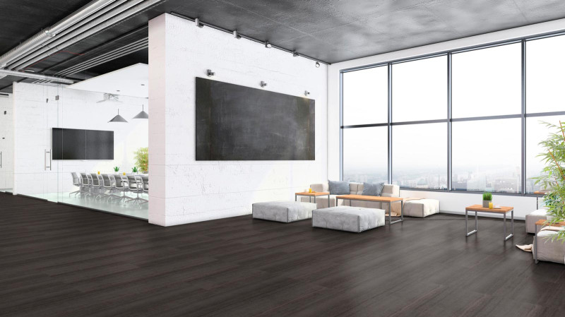 Tarkett Sol design iD Click Ultimate 70 Tides Charcoal Carrelage 4V avec la sous-couche acoustique intégrée main product photo