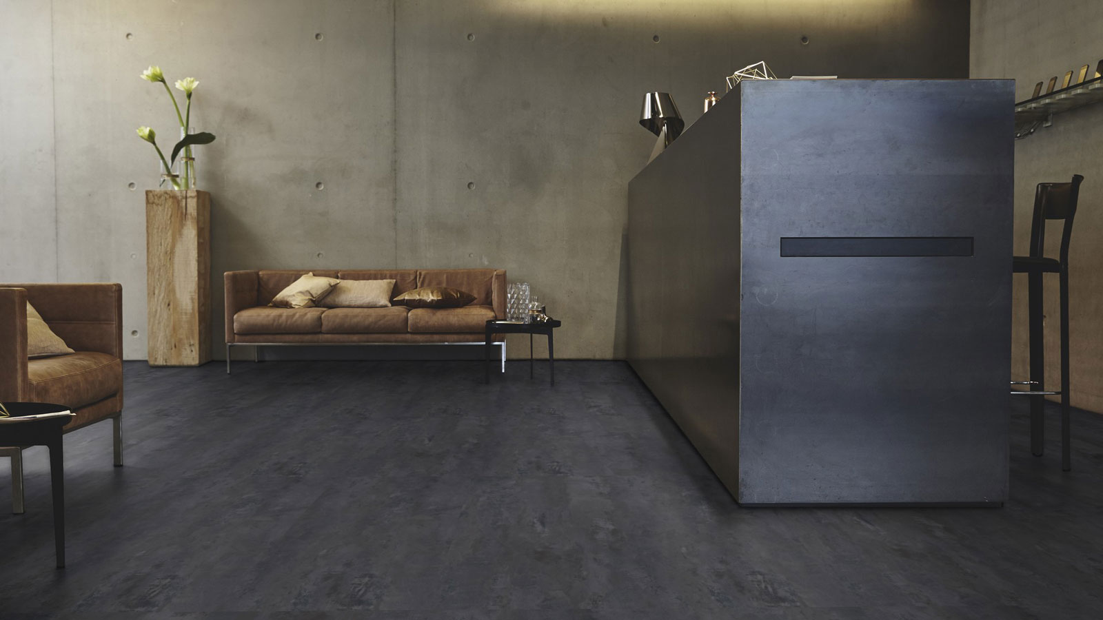 Tarkett Designboden iD Inspiration Click 55 Plus Rough Concrete Black Fliese 4V Raum6