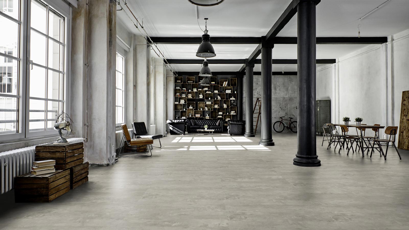 Tarkett Designboden iD Inspiration Click 55 Plus Rough Concrete Grey Fliese 4V Raum3