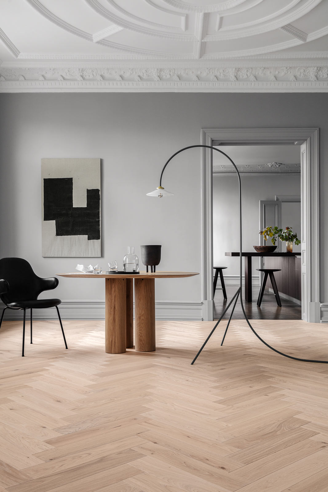 Tarkett Parkett Segno Eiche Lime Stone links Mix Fischgrät M4V Raum4