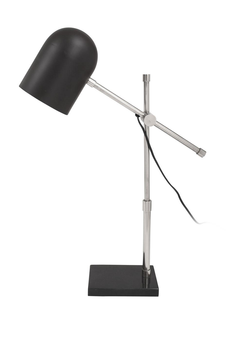 Tischlampe Aneta im Industrial Design in Farbe Schwarz / Silber aus Metall-Mix u. Marmor handgefertigt Raum3