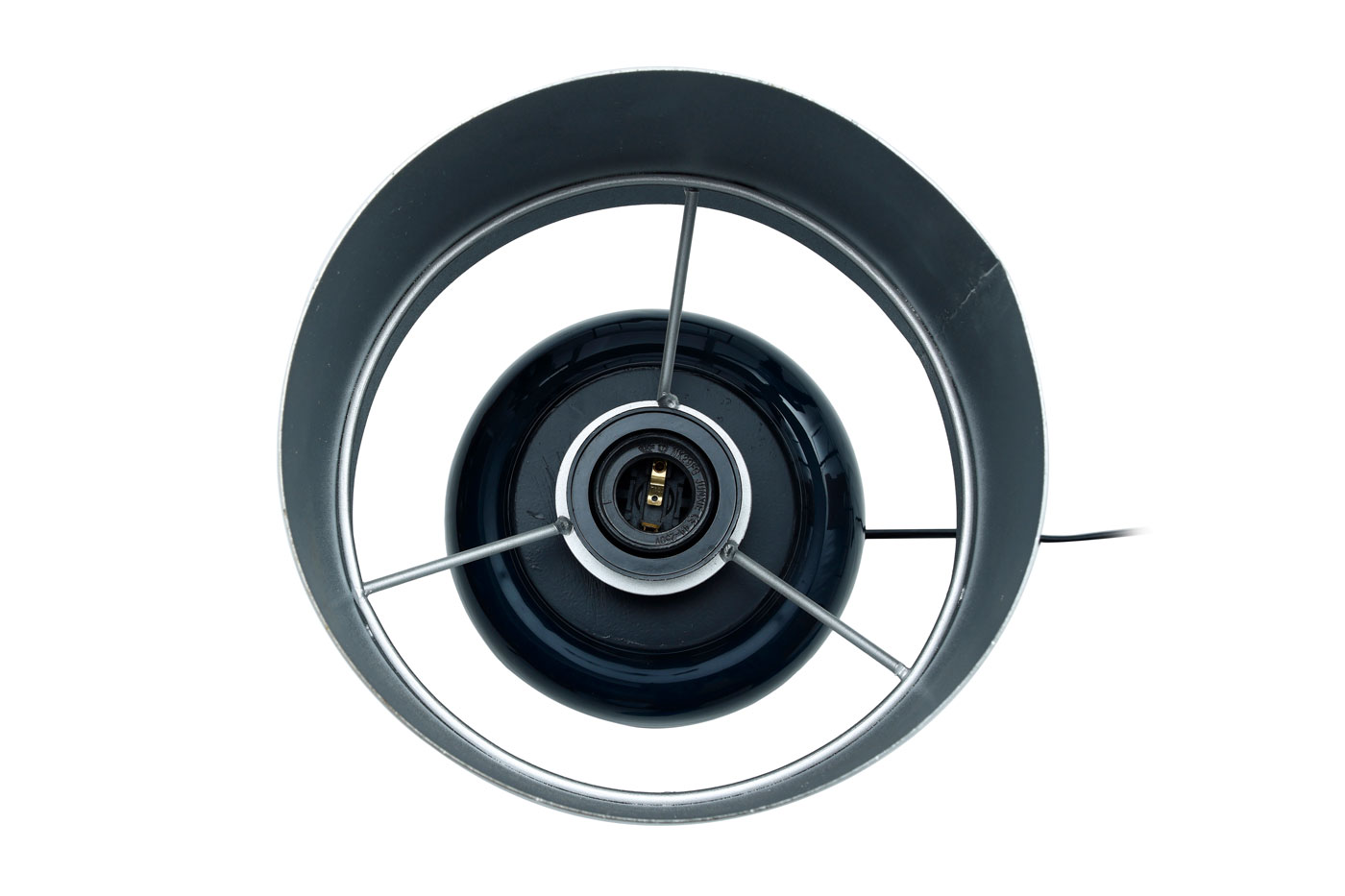 Tischlampe Benito im Extravagante Design in Farbe Dunkelblau / Silber aus Eisen handgefertigt Raum4