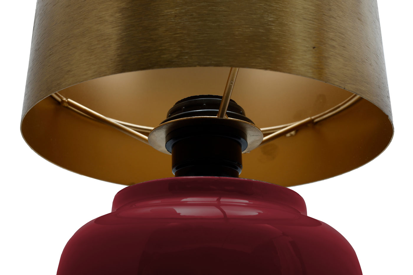 Tischlampe Benito im Extravagante Design in Farbe Pflaume / Gold aus Eisen handgefertigt Raum3