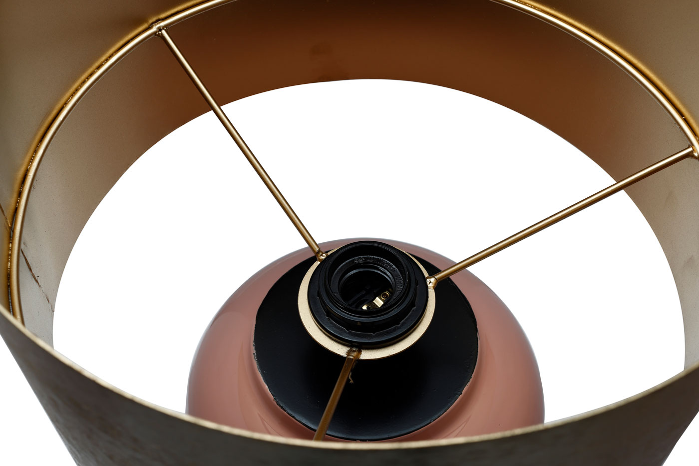 Tischlampe Benito im Extravagante Design in Farbe Rosa / Gold aus Eisen handgefertigt Raum5