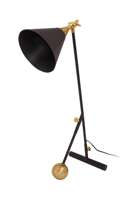 Table lamp Kathleen in industrial design in black / gold color handmade from metal mix main product photo