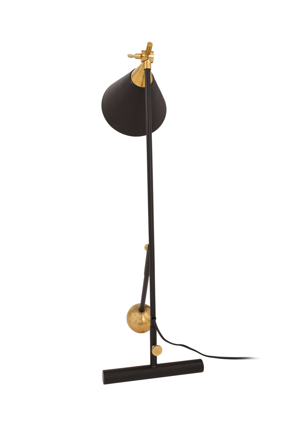 Tischlampe Kathleen im Industrial Design in Farbe Schwarz / Gold aus Metall-Mix handgefertigt Raum4