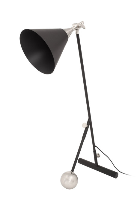 Lámpara de mesa Kathleen de diseño industrial en color negro / plata hecha a mano con mezcla de metales main product photo