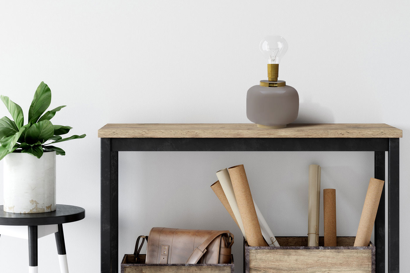 Tischlampe Lion im Extravagante Design in Farbe Grau / Gold aus Eisen handgefertigt Raum2