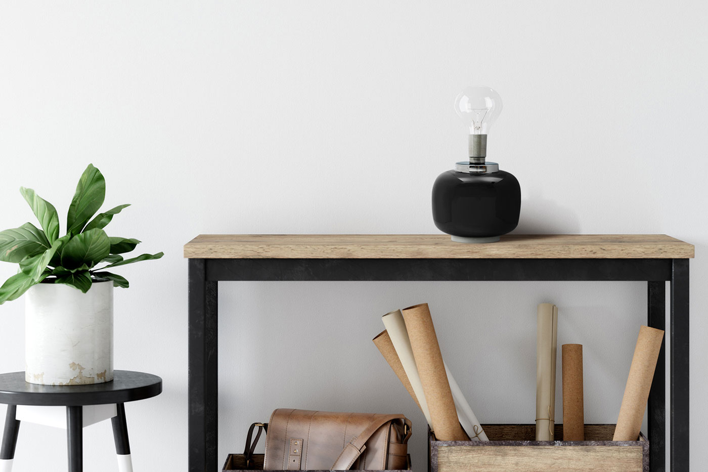 Tischlampe Lion im Extravagante Design in Farbe Schwarz / Silber aus Eisen handgefertigt Raum2