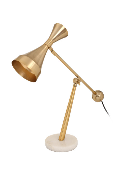 Lampe de bureau Simo Design industriel Couleur Or en métal mixte et marbre fait main réglable en hauteur main product photo