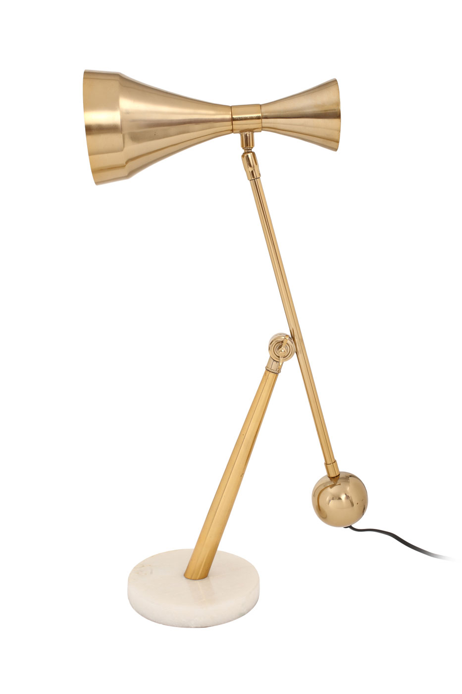 Tischlampe Simo im Industrial Design in Farbe Gold aus Metall-Mix u. Marmor handgefertigt Höhe justierbar Raum3