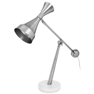 Tischlampe Simo in Industrial Design in Farbe Silber aus Metall-Mix u. Marmor handgefertigt Höhe justierbar