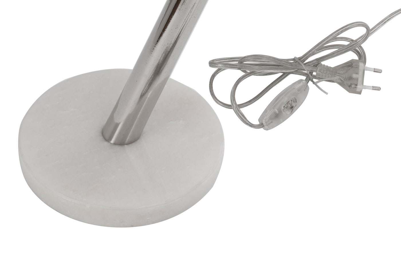 Tischlampe Simo im Industrial Design in Farbe Silber aus Metall-Mix u. Marmor handgefertigt Höhe justierbar Raum7