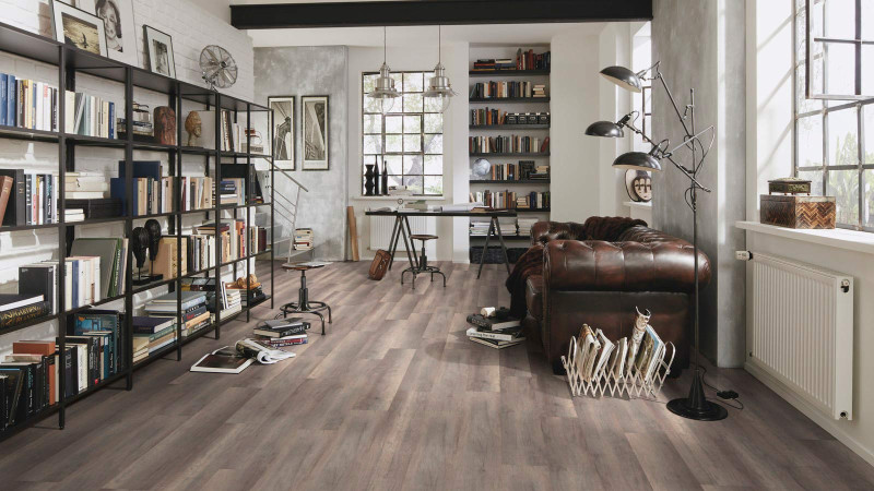 Wineo Laminat 300 Medium NR Welsh Dark Oak 1-Stab Landhausdiele noiseREDUCT main product photo