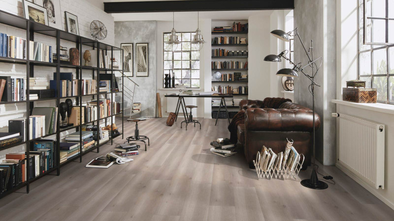 Wineo Laminat 500 Large V4 Smooth Oak Grey 1-Stab Landhausdiele 4V main product photo