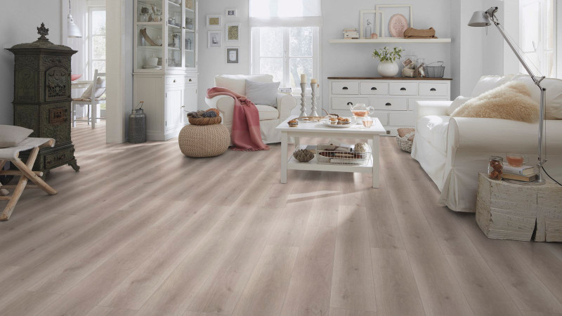 Wineo Laminate 500 Medium V4 Smooth Oak Grey 1-strip 4V main product photo