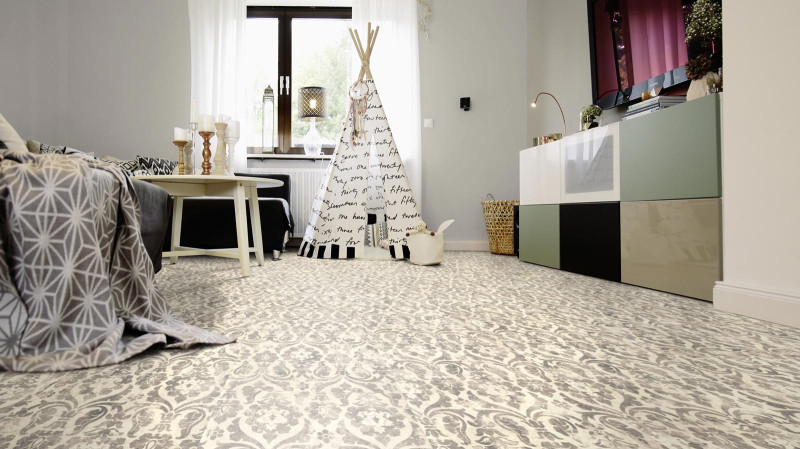 Wineo Purline Organic flooring 1500 Fusion XL Flowers.Bright.Light Tile main product photo