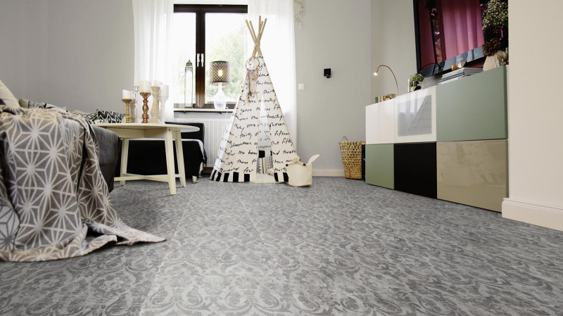 Wineo Purline Organic flooring 1500 Fusion XL Flowers.Cool.Dark Tile main product photo