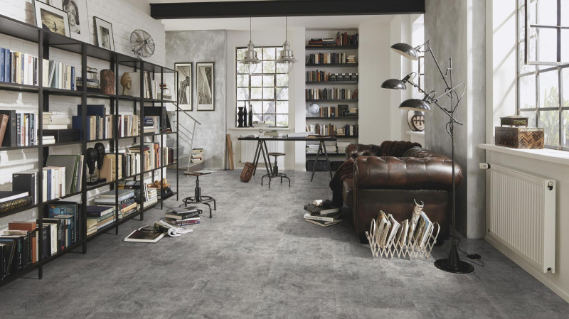 Wineo Purline Organic flooring 1500 Fusion XL Ornaments.Cool.Dark Tile main product photo
