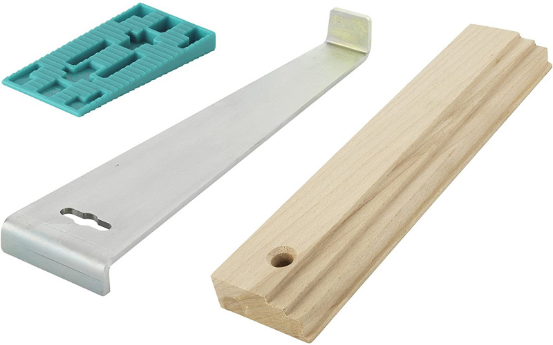 Verlegeset für Laminat, Parkett, Korkboden - Zugeisen, Schlagklotz, 20 Abstandskeile main product photo