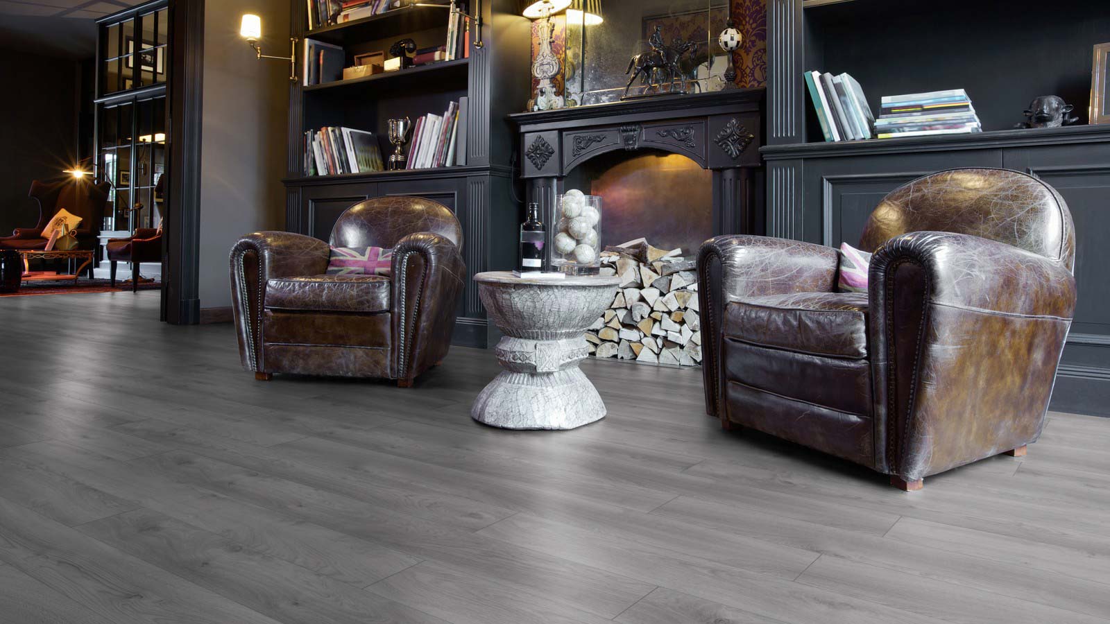 Skaben Laminat Wide Macro Eiche Hellgrau 1-Stab Landhausdiele 4V