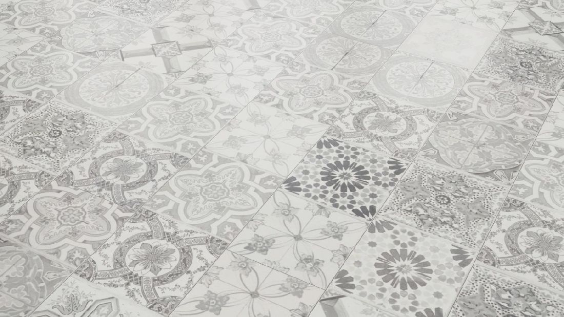 Classen Laminat Visiogrande Ornamento Estoril glazed Fliese 4V Raum1