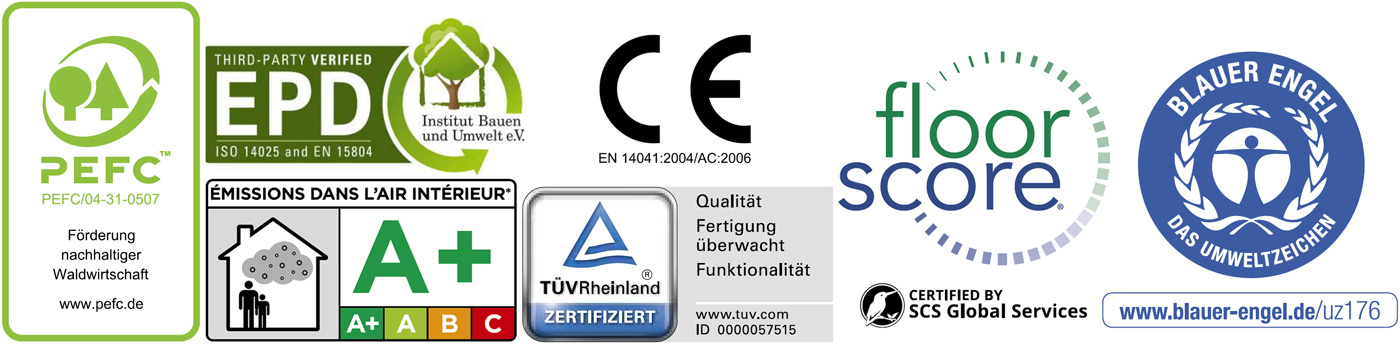 Parador Designboden Modular ONE Beton Hellgrau Großfliese 4V Zertifikate