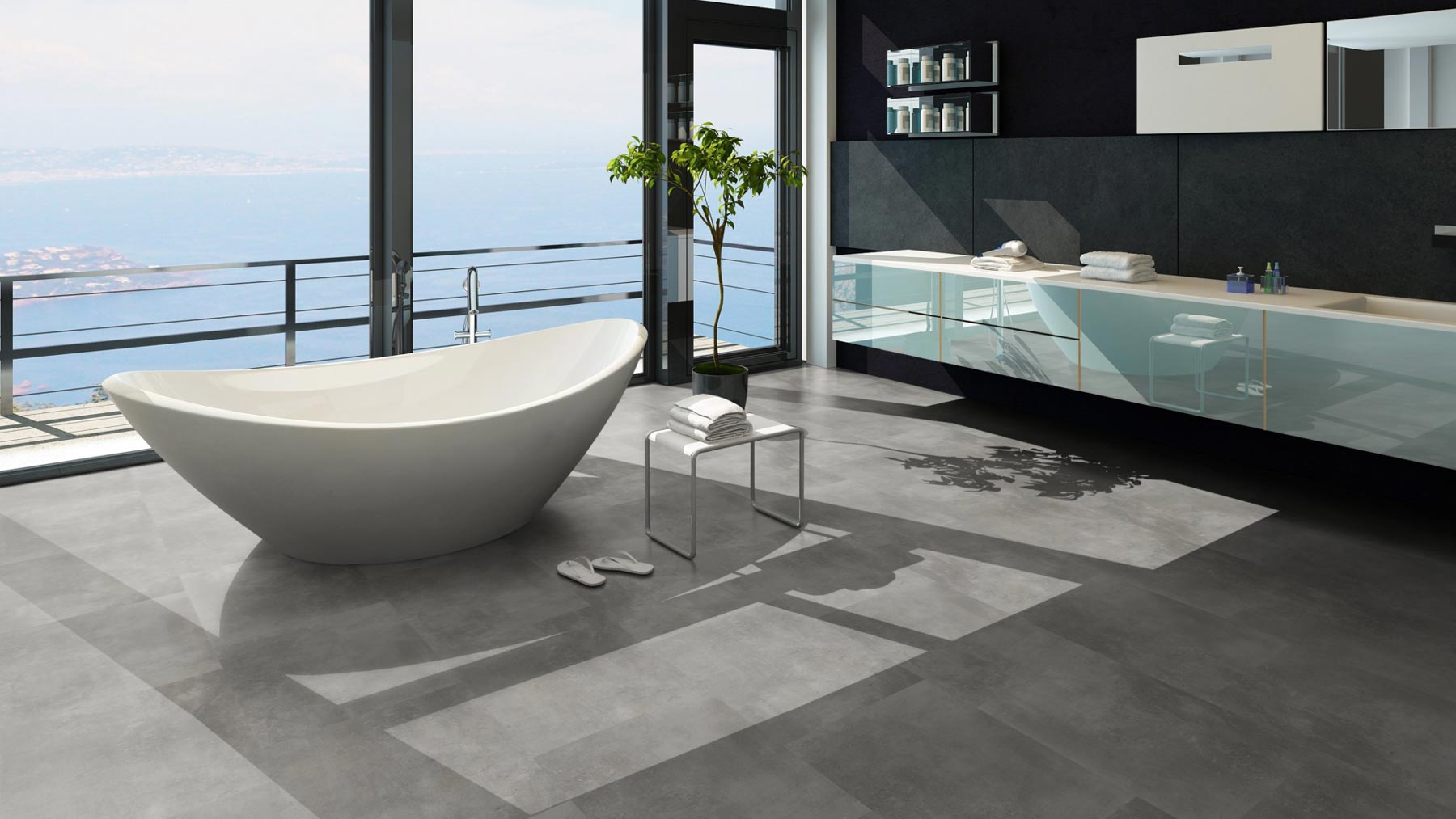 Skaben Vinylboden Aktionsware Cement Natural Fliese zum Klicken