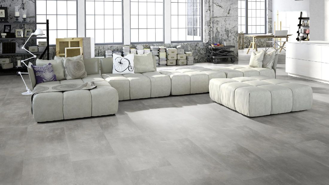 Skaben Vinylboden Aktionsware Cement Natural Fliese zum Klicken