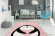Kinderteppich PINGUIN auf Hintergrund Rosa weiß gepunktet Höhe 15 mm R