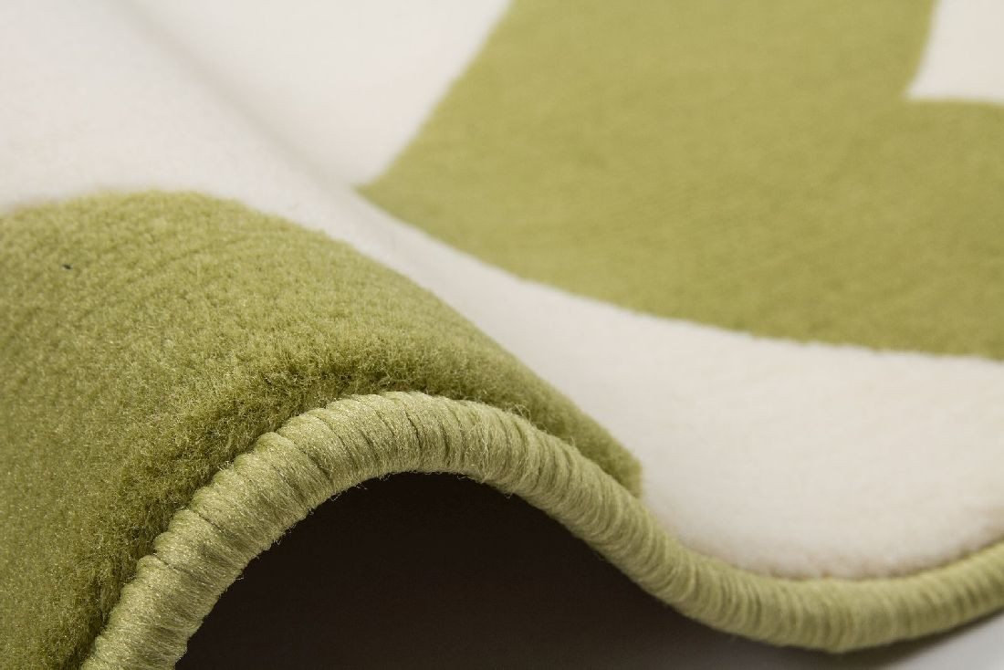 Kurzflorteppich Grün und Elfenbein ZICKZACK Design Höhe 10 mm R2