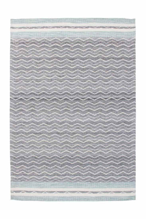 Short pile carpet Handmade JACQUARD wave pattern serrated blue / gray height 14 mm main product photo