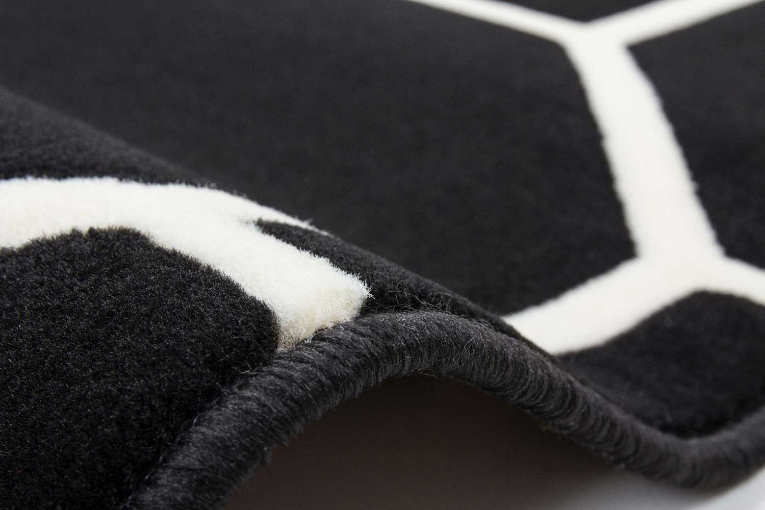 Kurzflorteppich Modern Schwarz mit Elfenbein QUADRAT UND ACHTECK Höhe 10 mm R2