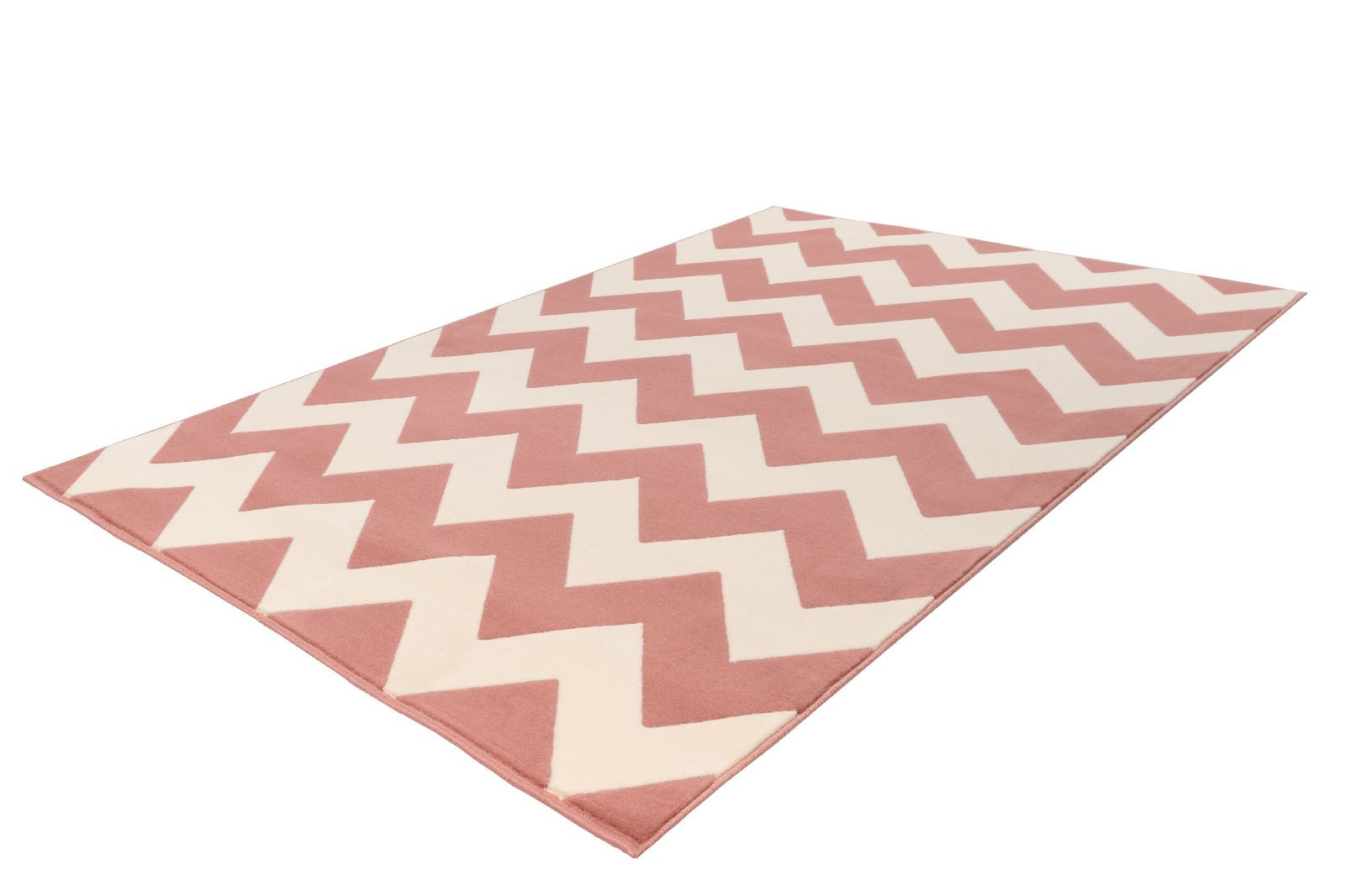 Kurzflorteppich Rosa und Elfenbein ZICKZACK Design Höhe 10 mm F2