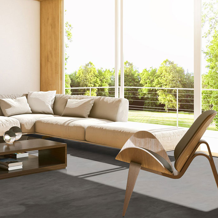 Skaben Design Klick Vinylboden Rhino Click 30 Beton Dunkelgrau Fliesenoptik M4V Trittschalldämmung
