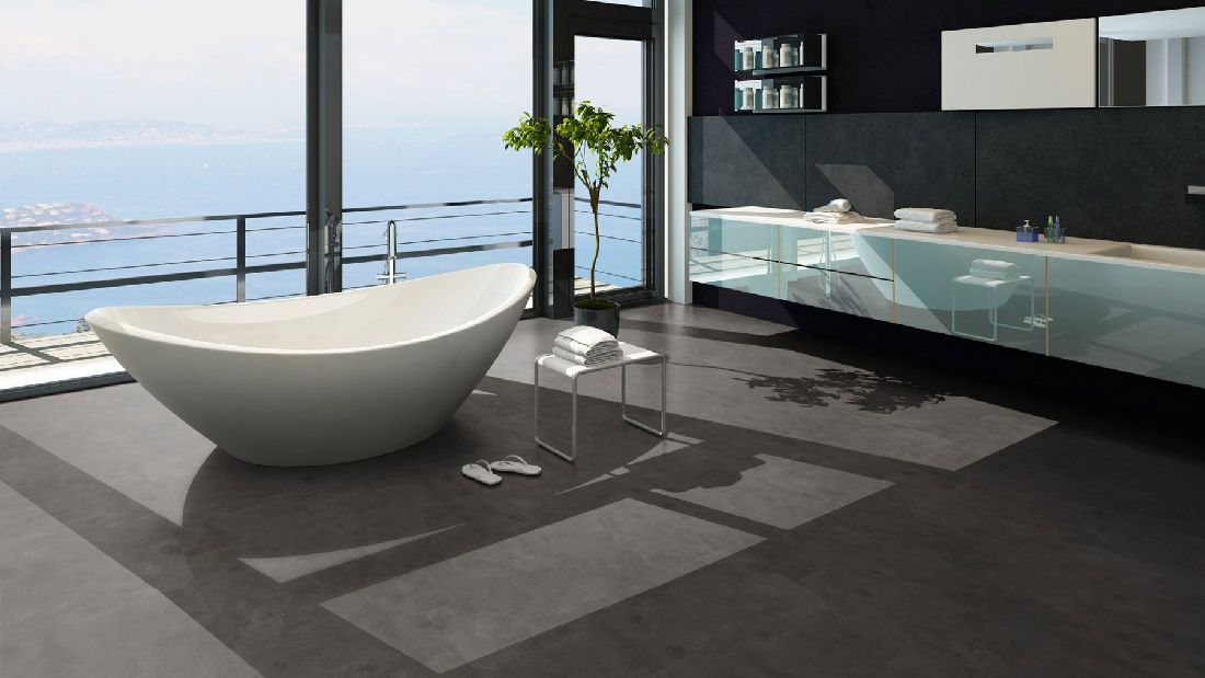 Skaben Vinyl Design Rhino Click 30 Concrete Dark Grey Tile look M4V incl. insulation